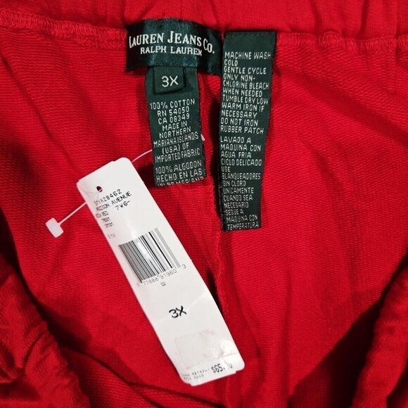Lauren Ralph Lauren Pants Womens 3X Red Wide Leg Capri Drawstring Sweatpants - Picture 3 of 10